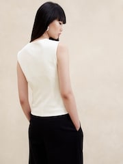 Banana Republic White Everywhere Ponte Square Neck Top - Image 2 of 4