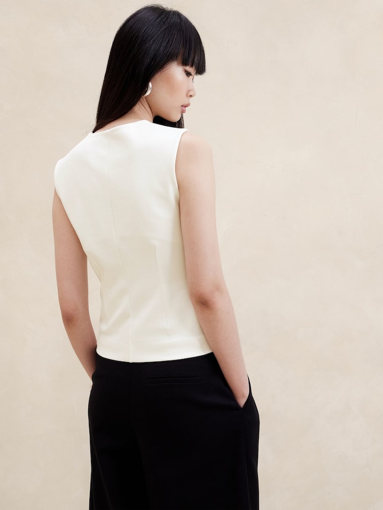 Banana Republic White Everywhere Ponte Square Neck Top - Image 2 of 4