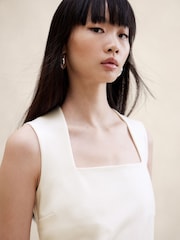 Banana Republic White Everywhere Ponte Square Neck Top - Image 3 of 4