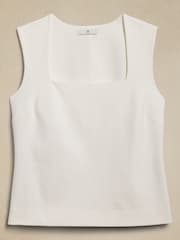 Banana Republic White Everywhere Ponte Square Neck Top - Image 4 of 4