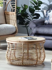 Desser Natural Royal Wicker Rattan Coffee Table - Image 1 of 4