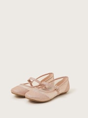 Monsoon Rose Gold Shimmer Princess Ballerina Flats - Image 1 of 3