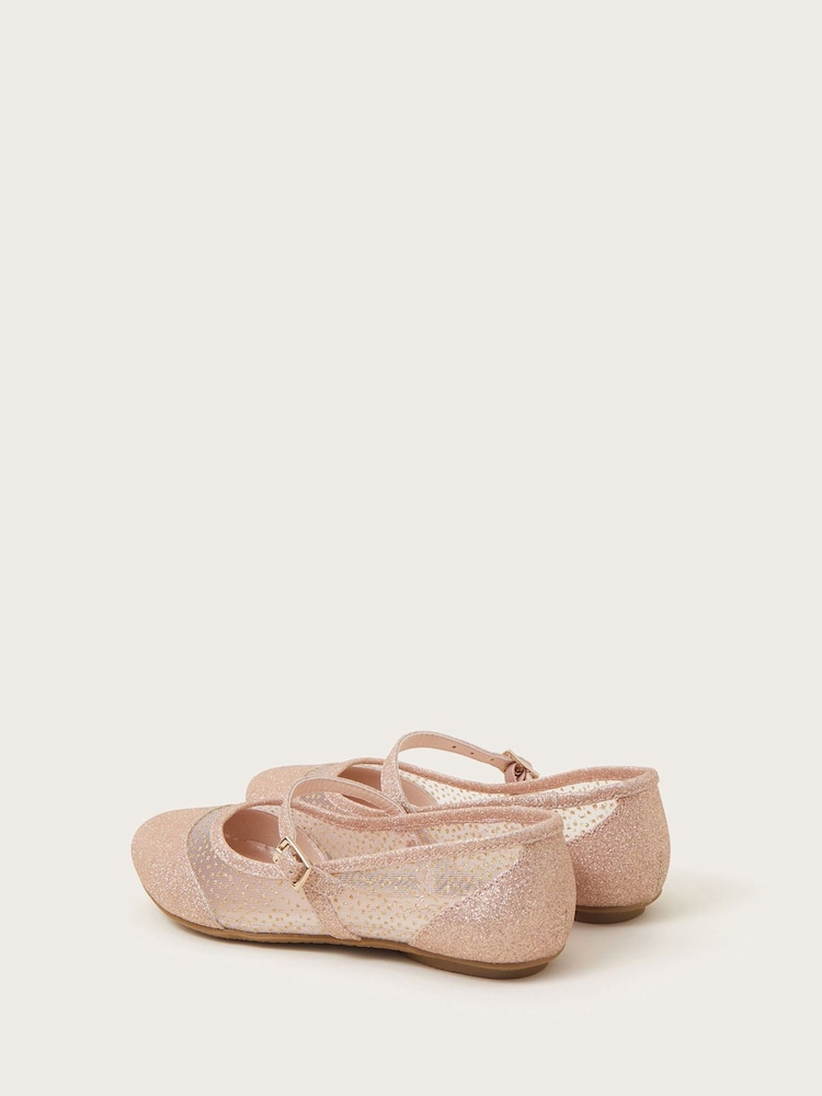 Monsoon Rose Gold Shimmer Princess Ballerina Flats - Image 2 of 3