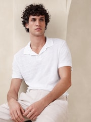 Banana Republic White Linen Polo Shirt - Image 1 of 1