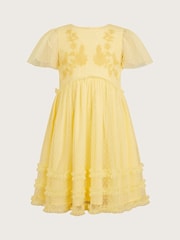 Monsoon Yellow Unicorn Print 100% Cotton Dress - Image 1 of 3