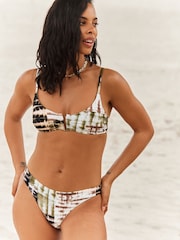 Black/Khaki Tie dye Rochelle Humes Trim Crop Bikini - Image 1 of 9