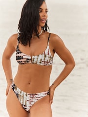 Black/Khaki Tie dye Rochelle Humes Trim Crop Bikini - Image 3 of 9