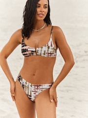 Black/Khaki Tie dye Rochelle Humes Trim Crop Bikini - Image 4 of 9