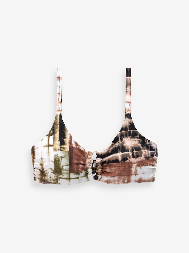 Black/Khaki Tie dye Rochelle Humes Trim Crop Bikini - Image 9 of 9
