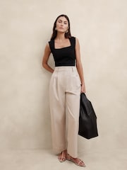 Banana Republic Black Everywhere Ponte Square Neck Top - Image 1 of 1
