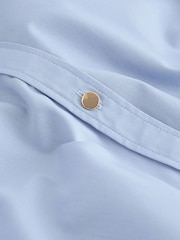 Chambray Blue Long Sleeve Tie Neck Scarf 100% Cotton Shirt - Image 7 of 7
