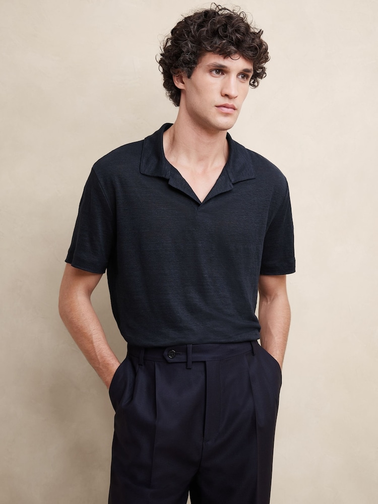 Banana Republic Navy/Blue Linen Polo Shirt - Image 1 of 1