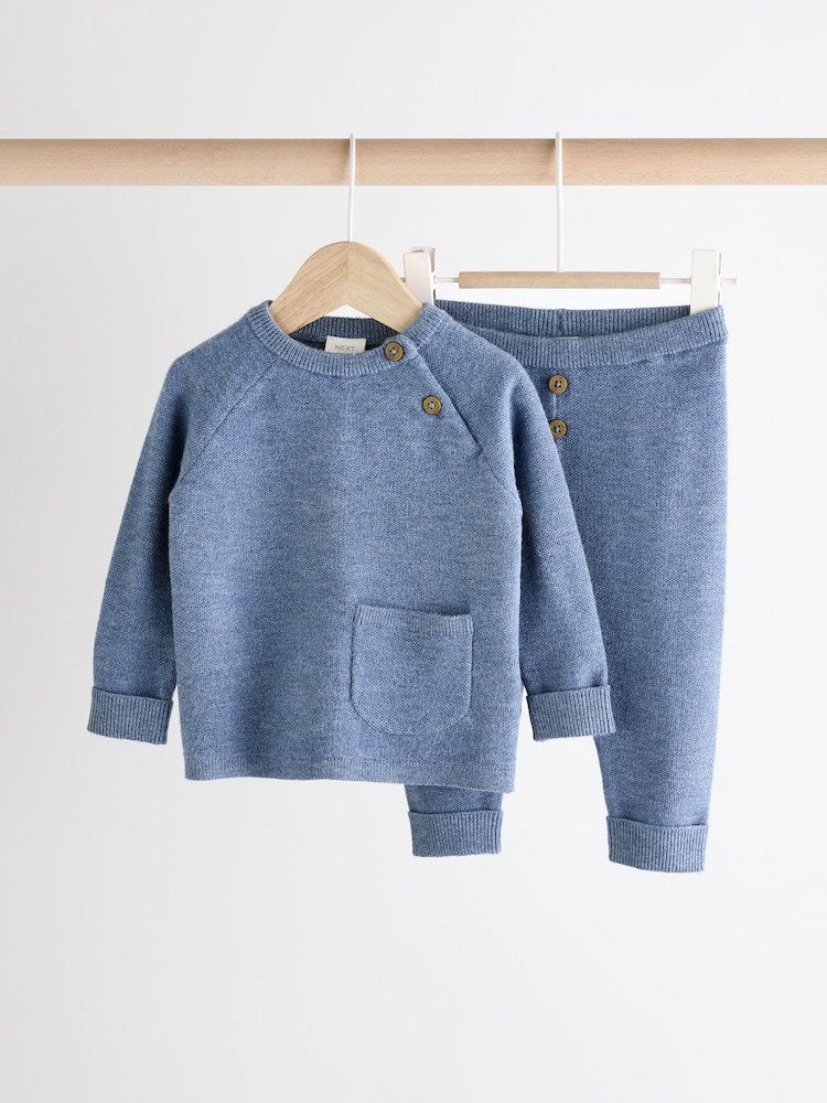 Blue Knitted Top and Leggings Baby Set (0mths-2yrs) - Image 1 of 12