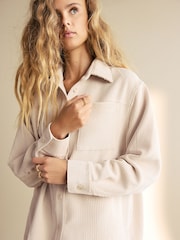 Ecru Long Sleeve Corduroy Shacket - Image 1 of 7