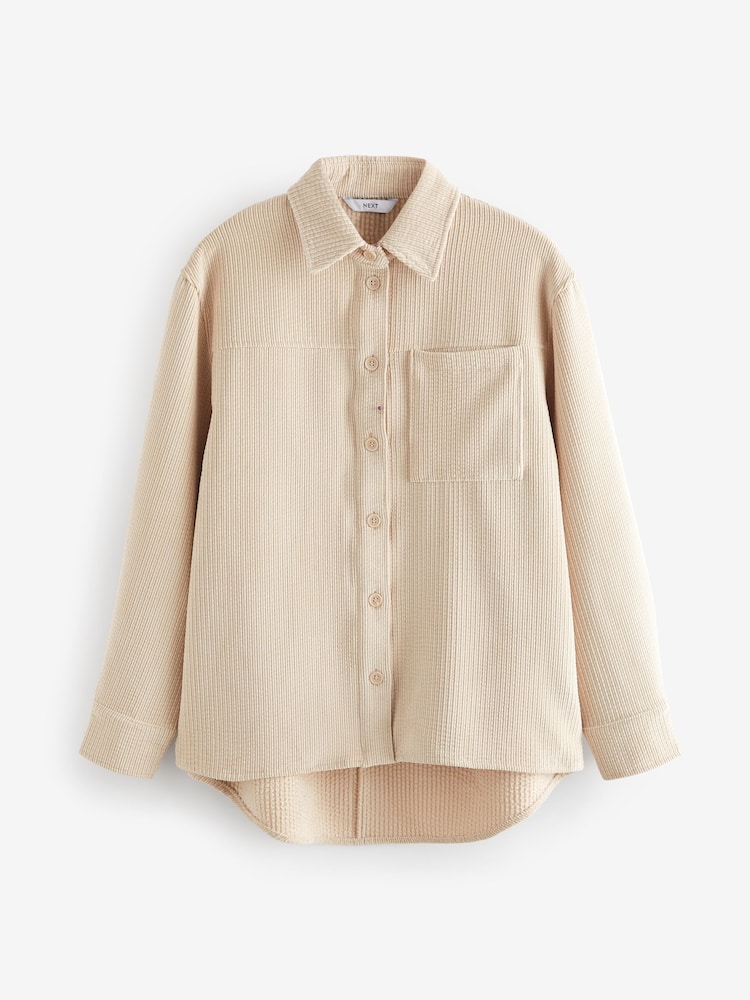 Ecru Long Sleeve Corduroy Shacket - Image 6 of 7