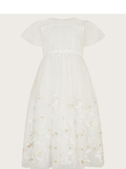 Monsoon Natural Sally Scuba Pleated Dress - Image 2 of 4