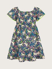 Monsoon Blue Unicorn Print 100% Cotton Dress - Image 2 of 4