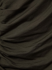 Reiss Khaki Lisa Wrap Front Ruched Jersey Mini Dress - Image 5 of 5