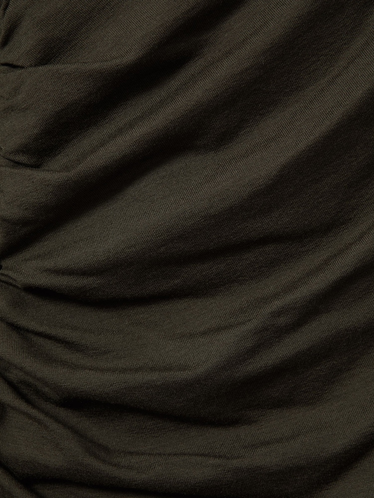 Reiss Khaki Lisa Wrap Front Ruched Jersey Mini Dress - Image 5 of 5