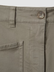 Reiss Olive Nova Cotton Blend Barrel Leg Trousers - Image 5 of 5