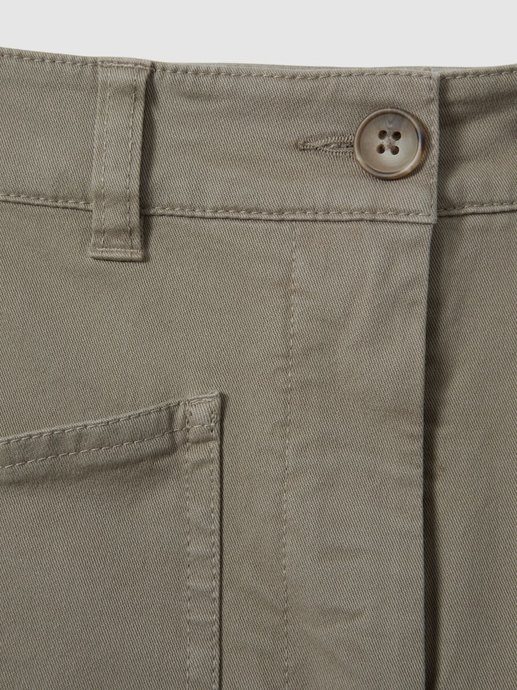 Reiss Olive Nova Cotton Blend Barrel Leg Trousers - Image 5 of 5