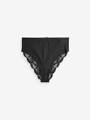 Black High Rise High Leg No VPL Lace Back Briefs 3 Pack - Image 7 of 7