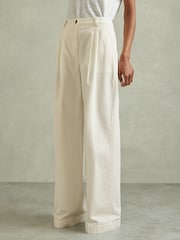 Weiß - Reiss Astrid Wide-Leg-Hose aus Baumwollmischung - Bild 1 von 7