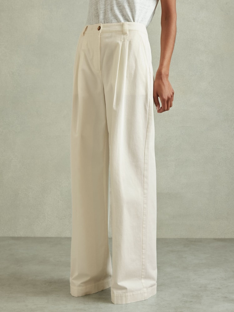 Weiß - Reiss Astrid Wide-Leg-Hose aus Baumwollmischung - Bild 1 von 7