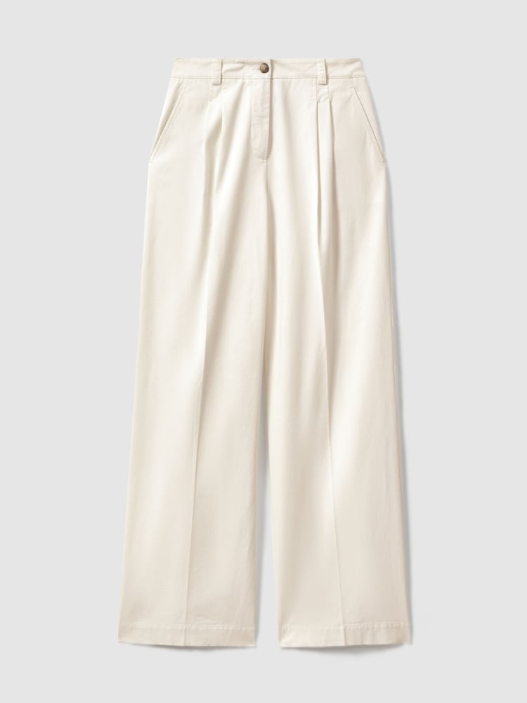 Weiß - Reiss Astrid Wide-Leg-Hose aus Baumwollmischung - Bild 2 von 7