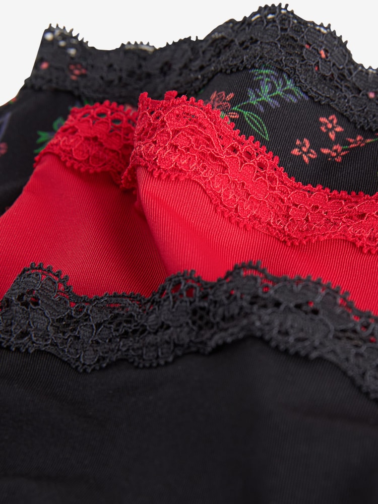 Black/Red Midi Knickers 3 Pack - Image 9 of 9