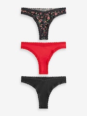Black/Red Brazilian Knickers 3 Pack - Image 4 of 8
