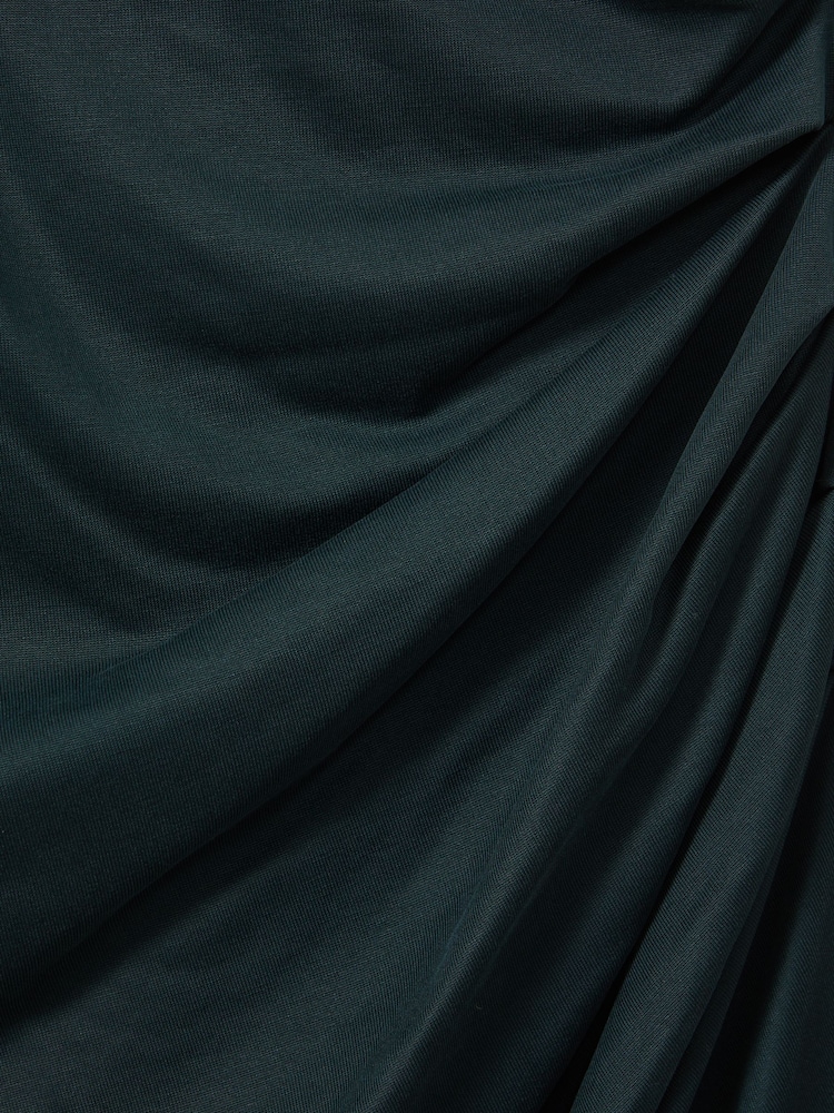 Reiss Dark Green Beaux Modal Blend Ruched Midi Dress - Image 6 of 6