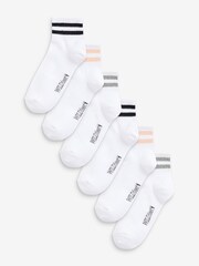 Blanc - Chaussettes de sport à rayures multiples Wild Feet - Image 1 of 4