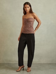 Reiss Mink Marina Ruched Strapless Tube Top - Image 1 of 5