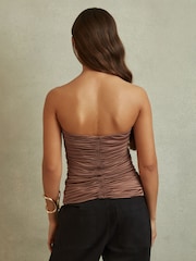 Reiss Mink Marina Ruched Strapless Tube Top - Image 4 of 5