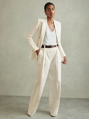 Weiß - Reiss Astrid Wide-Leg-Hose aus Baumwollmischung - Bild 1 von 6