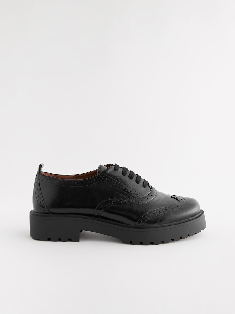 Black Extra Wide Fit Forever Comfort® Chunky Brogue Lace-Up Shoes - Image 2 of 5