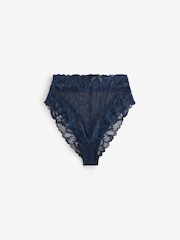 Black/Navy Floral Lace High Waist High Leg Knickers 3 Pack - Image 8 of 10