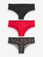 Black/Red Hipster Knickers 3 Pack - Image 4 of 10
