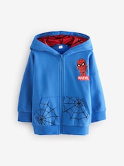 Blue/Red Spider-Man Zip Through 100% Cotton Hoodie (3mths-8yrs) - Image 1 of 4