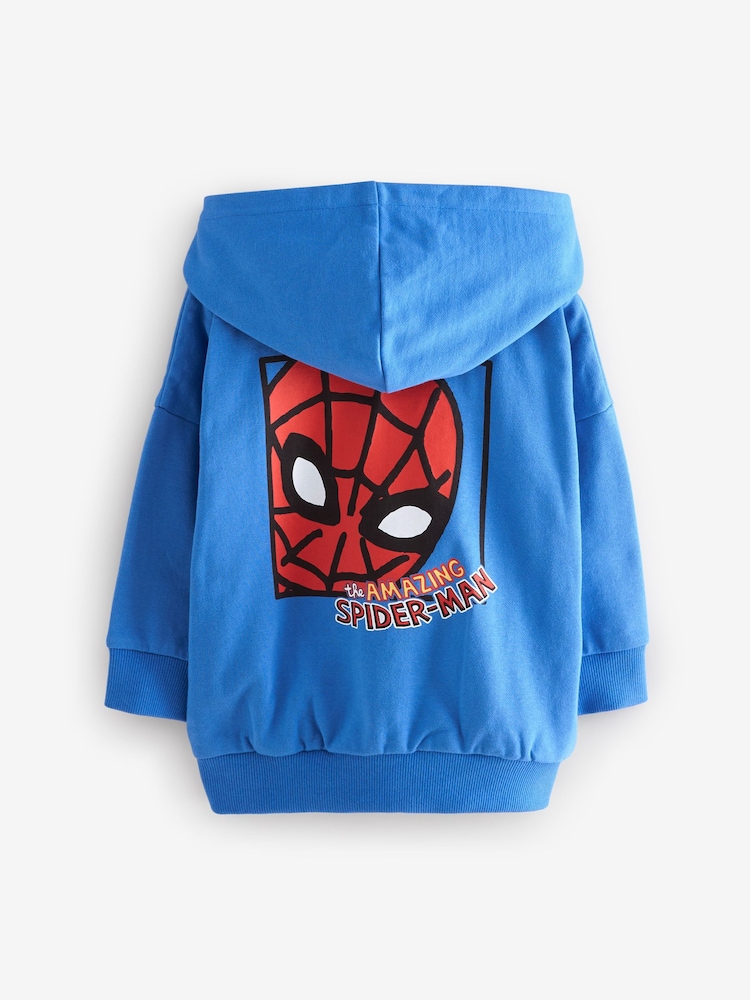 Blue/Red Spider-Man Zip Through 100% Cotton Hoodie (3mths-8yrs) - Image 2 of 4