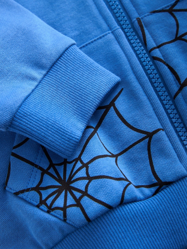 Blue/Red Spider-Man Zip Through 100% Cotton Hoodie (3mths-8yrs) - Image 4 of 4