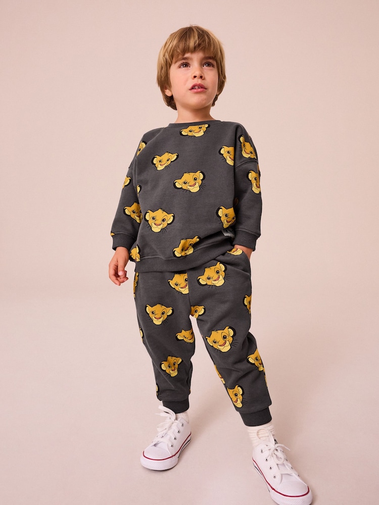 Charcoal Grey Lion King 100% Cotton Sweatshirt and Joggers Set (3mths-7yrs) - Image 1 of 11