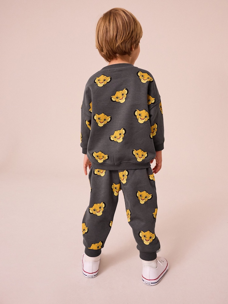 Charcoal Grey Lion King 100% Cotton Sweatshirt and Joggers Set (3mths-7yrs) - Image 2 of 11
