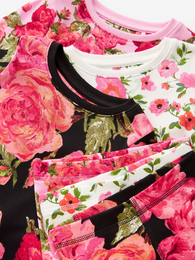 Rose/Noir - Pyjama Floral Snuggle 3 Pack (9mths-16yrs) - Image 11 of 12