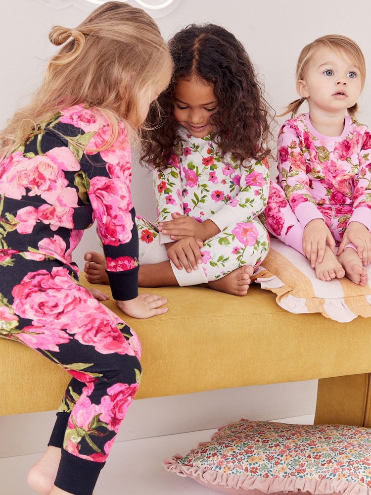 Rose/Noir - Pyjama Floral Snuggle 3 Pack (9mths-16yrs) - Image 3 of 12