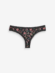 Black/Red Thong Knickers 3 Pack - Image 5 of 10