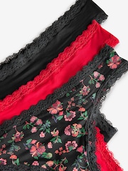 Black/Red Thong Knickers 3 Pack - Image 6 of 10