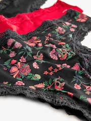 Black/Red Thong Knickers 3 Pack - Image 7 of 10