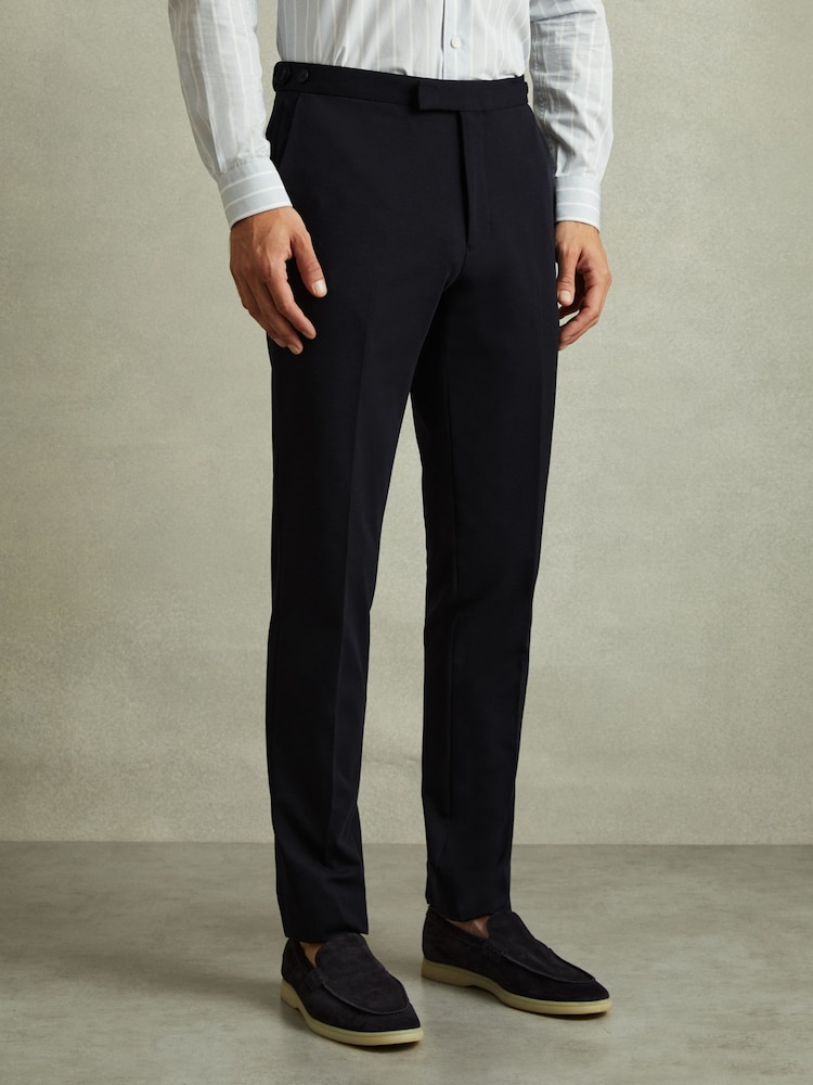 Reiss Navy Trial Jersey Suit Trousers - Image 1 of 5